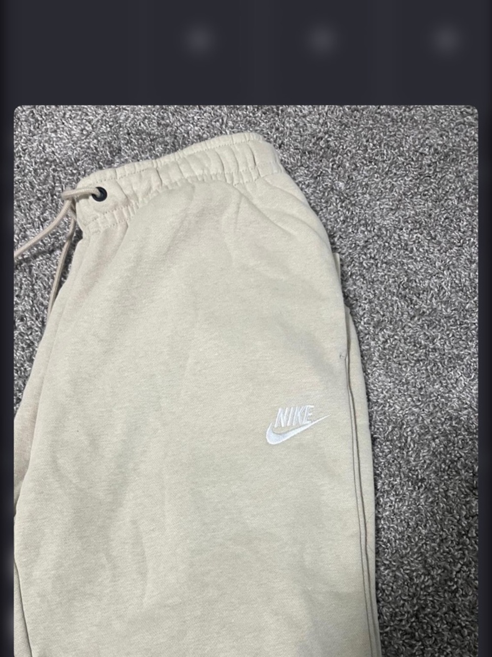 Nike Tan Drawstring Joggers with White Swoosh
